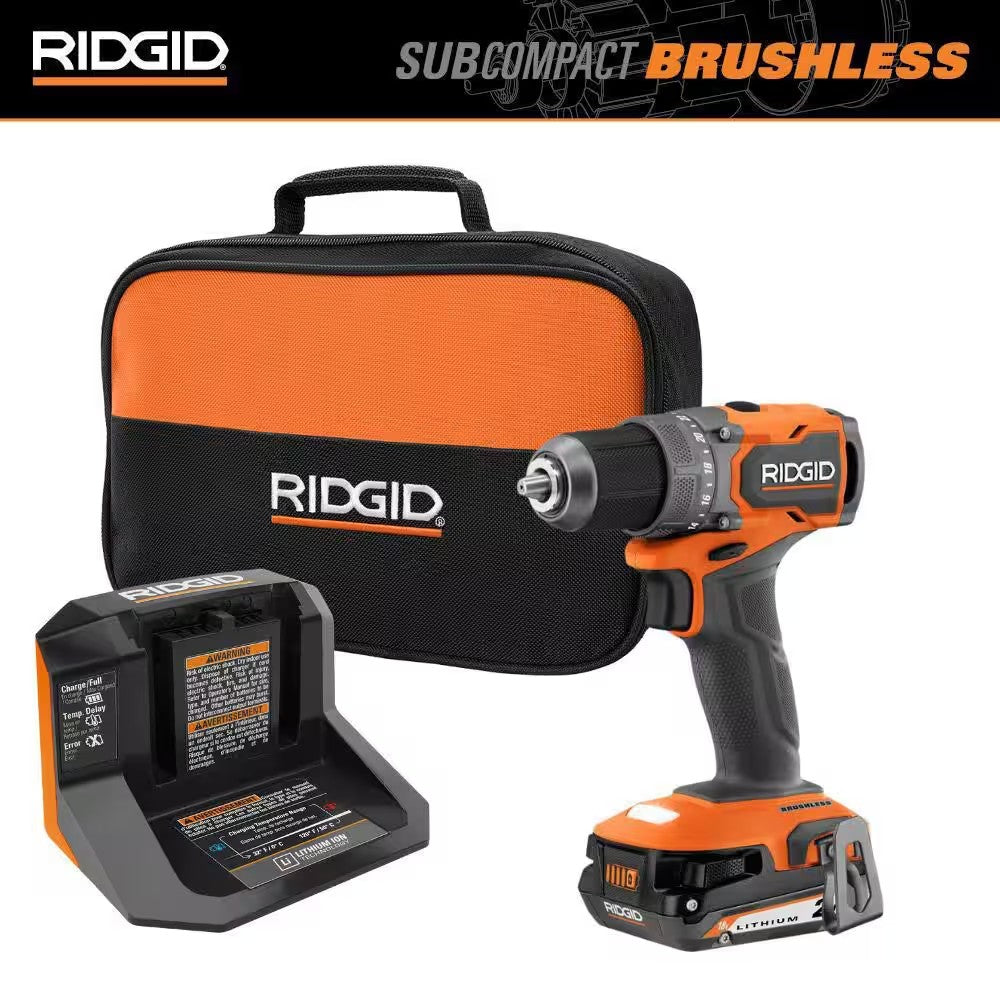 18V SubCompact Brushless Cordless Drill/Driver Kit with 2 Ah Battery and Charger - 1501