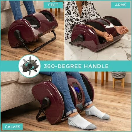 Best Choice Products Foot Massager Machine, Therapeutic Reflexology Massager w/ High-Intensity Rollers - Burgundy - G1 - 1950