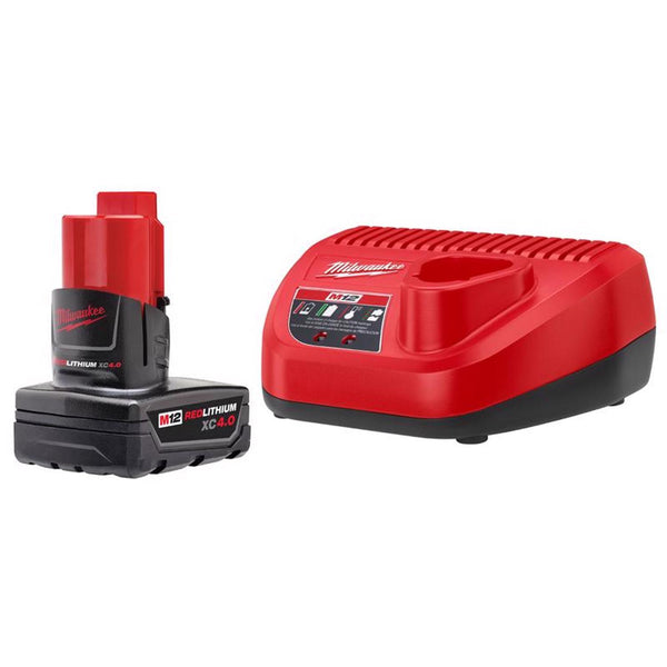 Milwaukee M12 RedLithium XC 4 Ah Lithium-Ion Battery and Charger Starter Kit 445