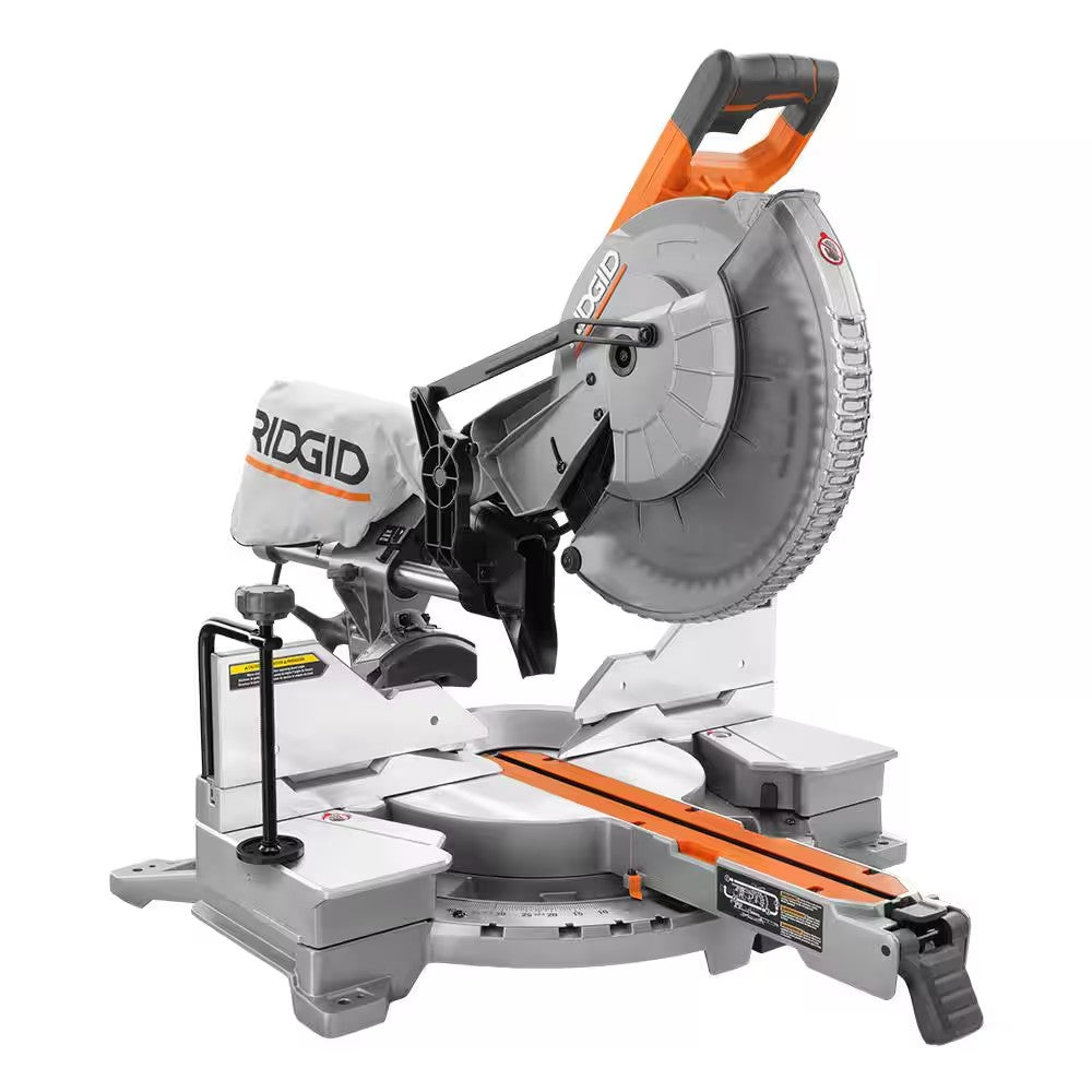 RIDGID 15 Amp Corded 12 in. Dual Bevel Sliding Miter Saw with 70 Deg. Miter Capacity and LED Cut Line Indicator - L161 - Tested and Working