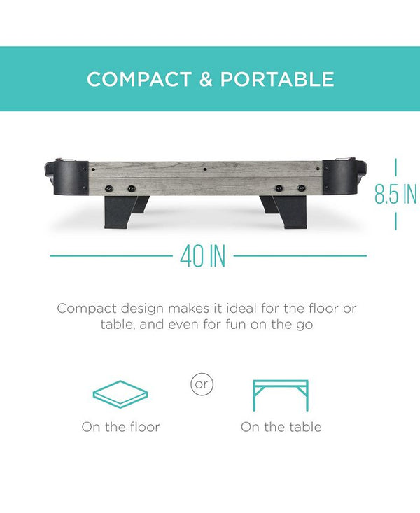 Best Choice Products 40in Air Hockey Arcade Table w/ 100V Motor, Electric Fan, 2 Strikers, 2 Pucks - Gray - E10 - 1083