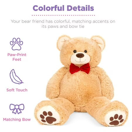 Best Choice Products 35in Giant Soft Plush Teddy Bear Stuffed Animal Toy w/ Bow Tie, Footprints - Brown -J4-0417