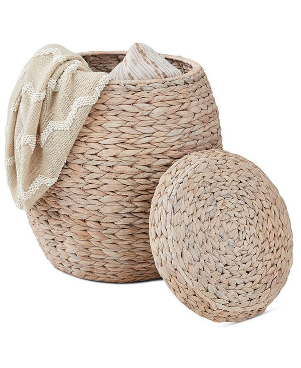Best Choice Products Vintage Multipurpose Hyacinth Storage Organizer Tote Basket w/ Lid - White - NO SIZE L93