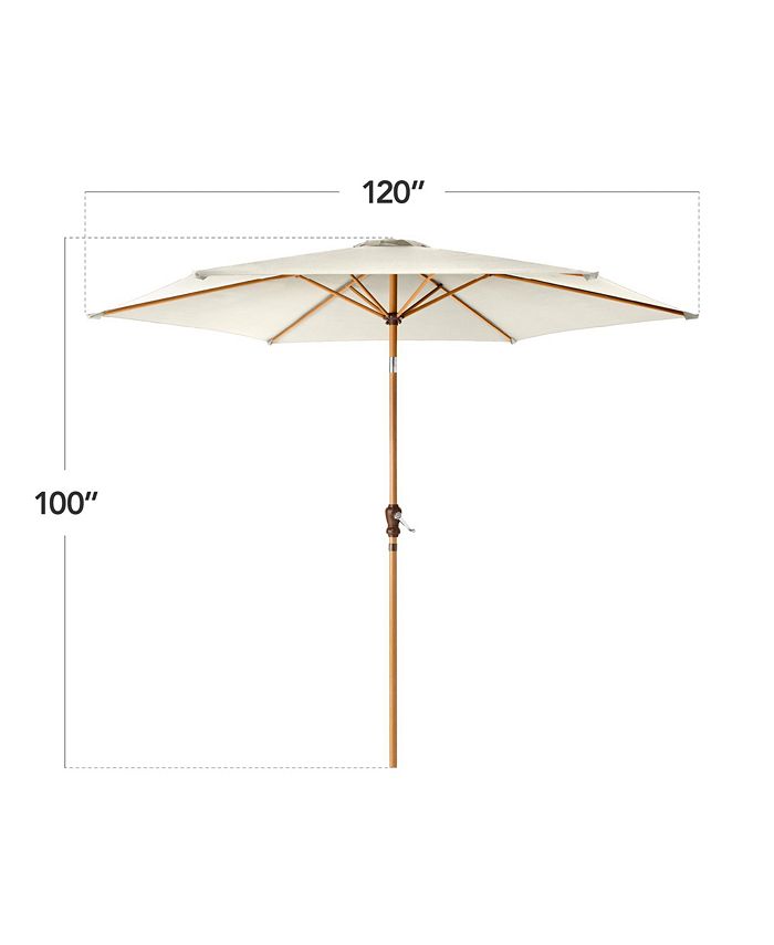 Best Choice Products 10ft Outdoor Woodgrain Pattern Steel Market Patio Umbrella w/ Crank, Tilt - Ivory/Cream - G7 - 110