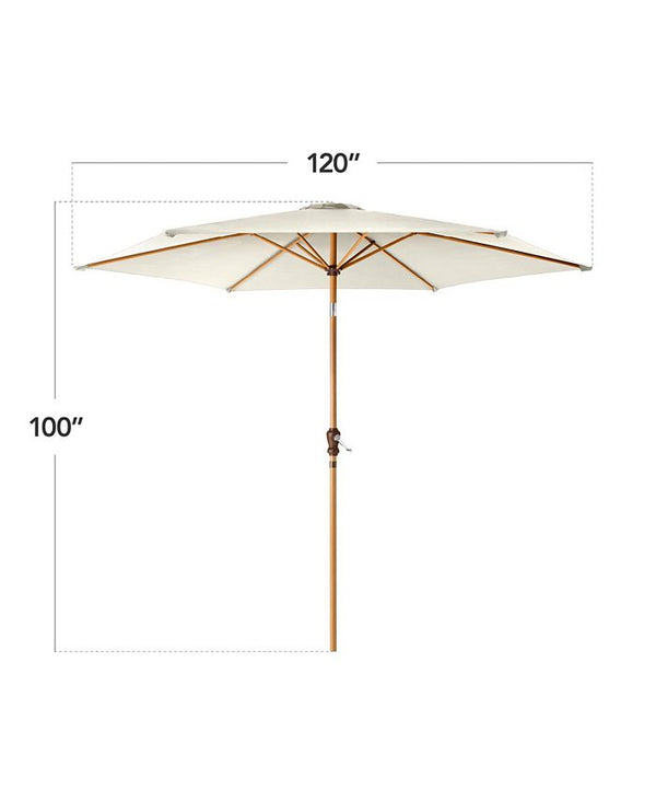 Best Choice Products 10ft Outdoor Woodgrain Pattern Steel Market Patio Umbrella w/ Crank, Tilt - Ivory/Cream - G7 - 110