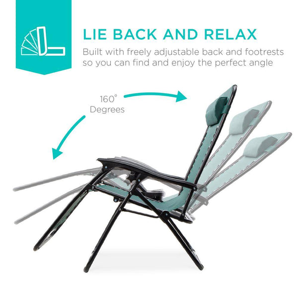 Best Choice Products Forest Green Zero Gravity Reclining Lawn Chair with Cup Holders (2-Pack) - D8 - 587