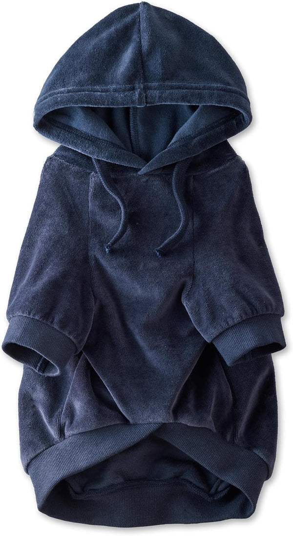 Pet Passion Cooper II Organic Cotton Velour Dog Hoodie Pet Coat for Small, Medium and Large Dogs, Navy, Large - F13 - 227