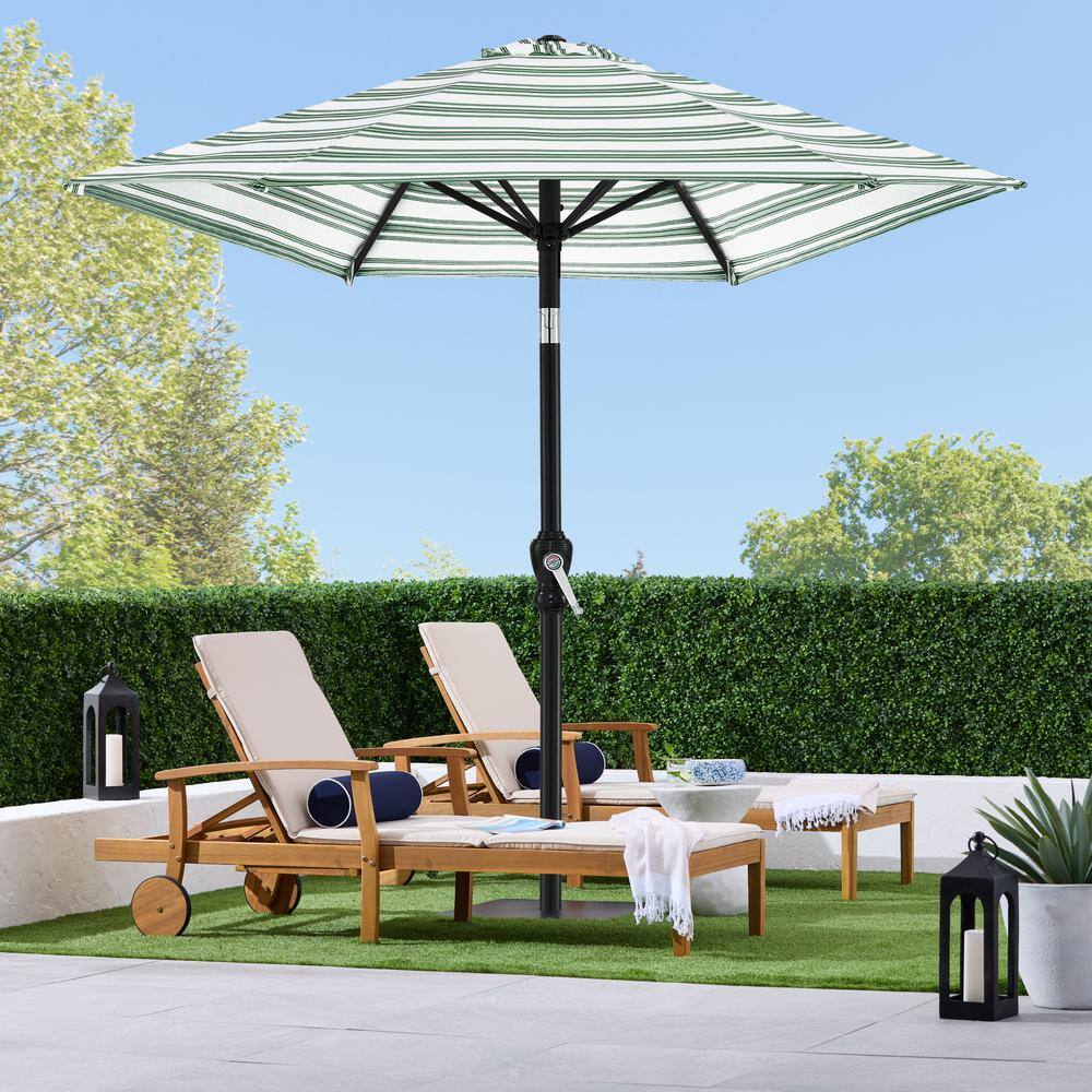 10 ft. Steel Market Tilt and Crank Patio Umbrella in Green Stripe - K8 - 469