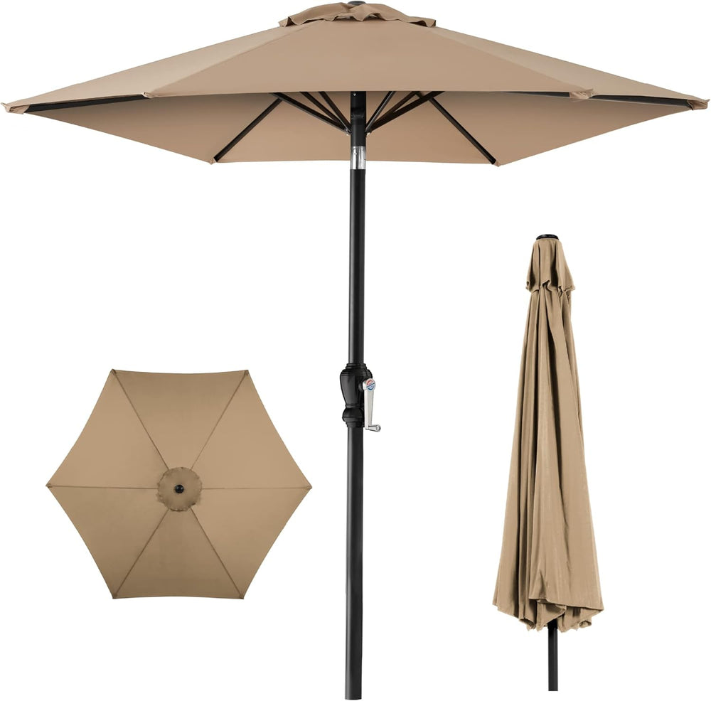 Best Choice Products 10ft Outdoor Table Compatible Steel Polyester Market Patio Umbrella w/Crank and Easy Push Button Tilt 1492 -L7-1560