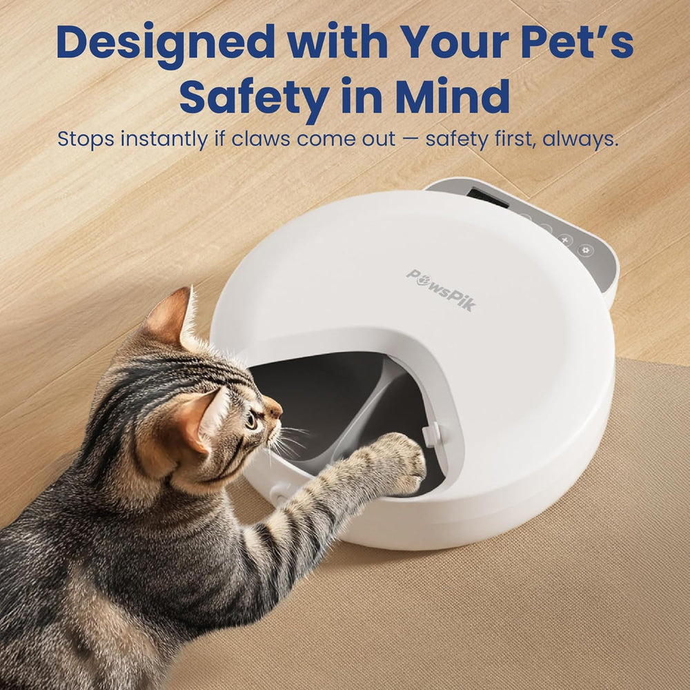 PawsPik Smart 4-Meal Automatic Pet Feeder   Programmable Timer for Wet & Dry Food, Cordless, with Ice Packs   Dog & Cat Feeder, White, 4-Cup Capacity - G5 - 1941
