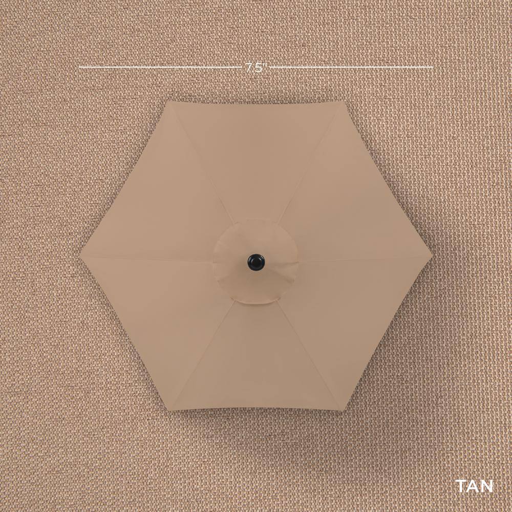 7.5 ft Heavy-Duty Outdoor Market Patio Umbrella with Push Button Tilt, Easy Crank Lift in Tan - K3 - 394