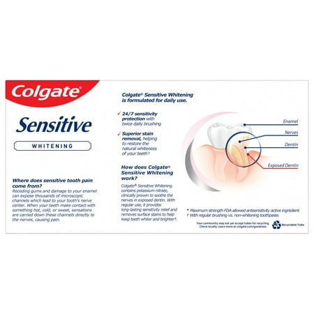 Colgate Sensitive Whitening Toothpaste Gel, Fresh Mint, 6 oz, 2 Pack - F3 - 822