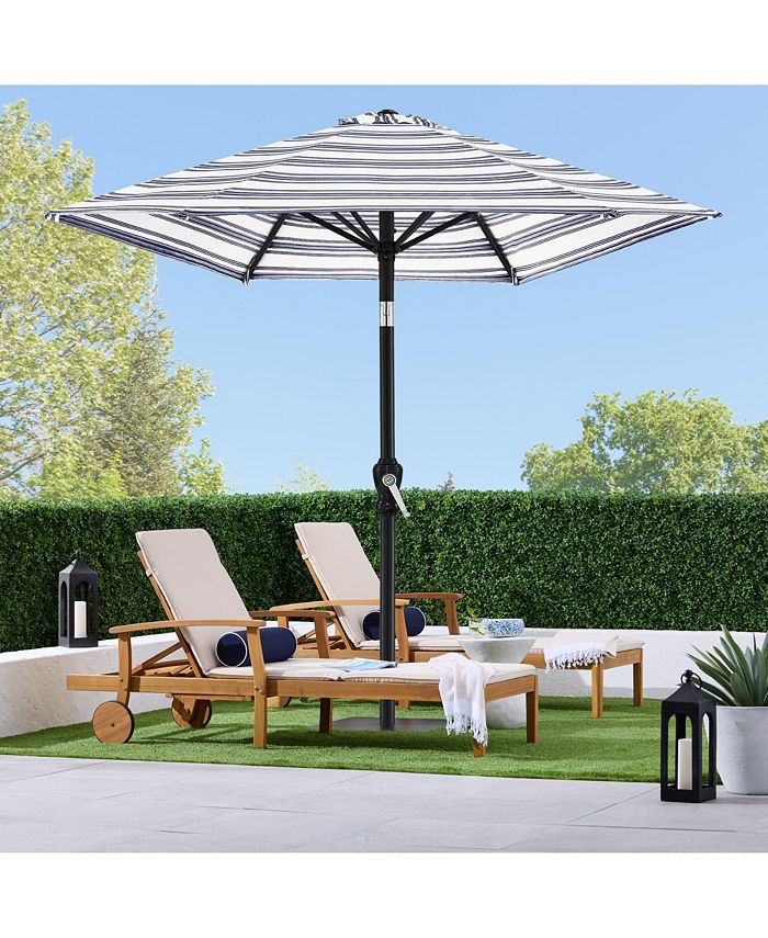 Best Choice Products 10ft Outdoor Steel Striped Market Patio Umbrella w/ Crank, Tilt Push Button, 6 Ribs - Blue - K7 - 464