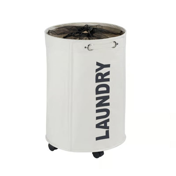 Wenko Rondo Beige Polyester Wheeled Laundry Basket - M4 - 708