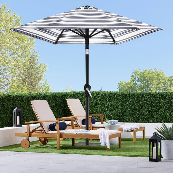 10 ft. Steel Market Tilt and Crank Patio Umbrella in Navy Blue Stripe - F1 - 1980