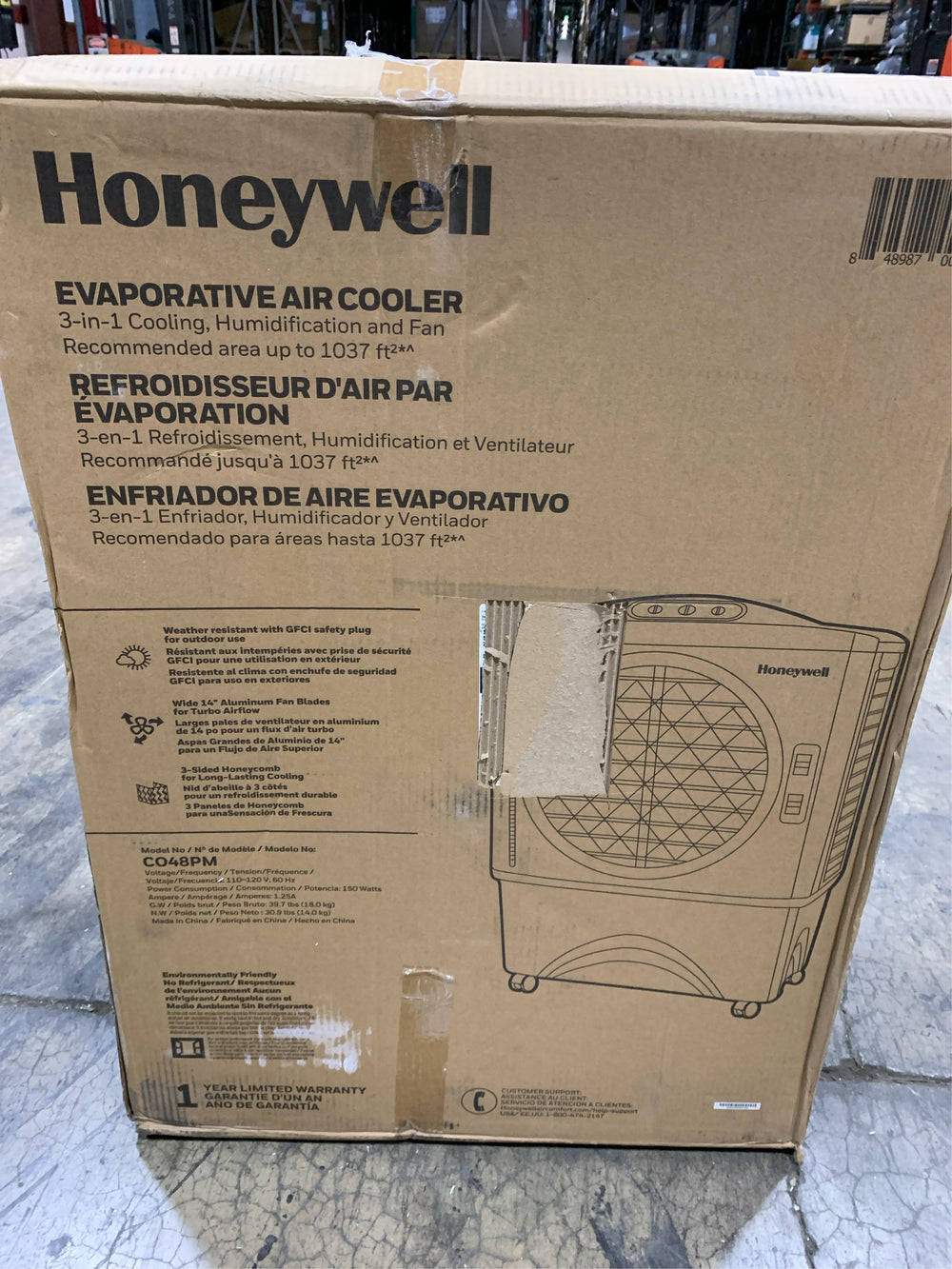 Honeywell 1062-CFM 3-Speed Indoor/Outdoor Portable Evaporative Cooler for 610-sq ft (Motor Included) -H5-0006