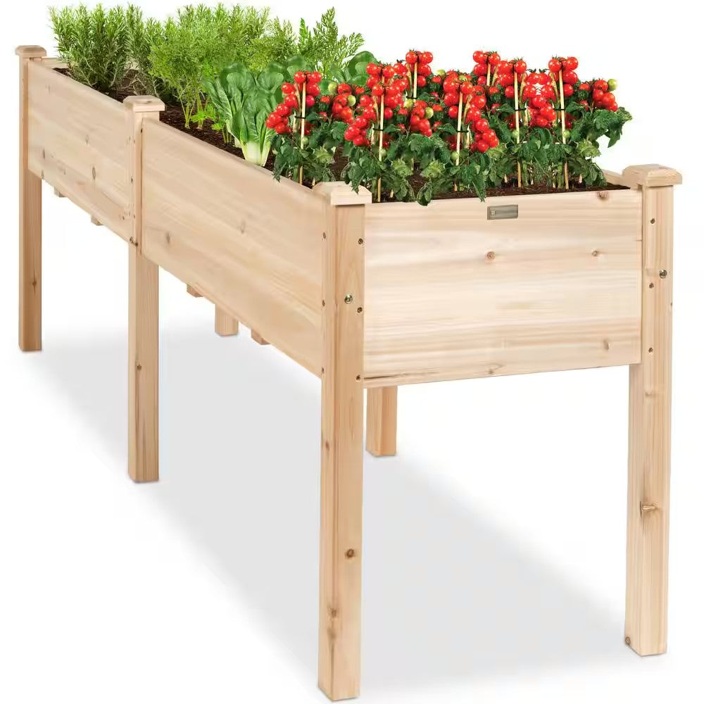 6 ft. x 2 ft. x 2.5 ft. Raised Garden Bed, Elevated Wooden Planter Box Stand for Backyard, Patio with Divider Panel 700
