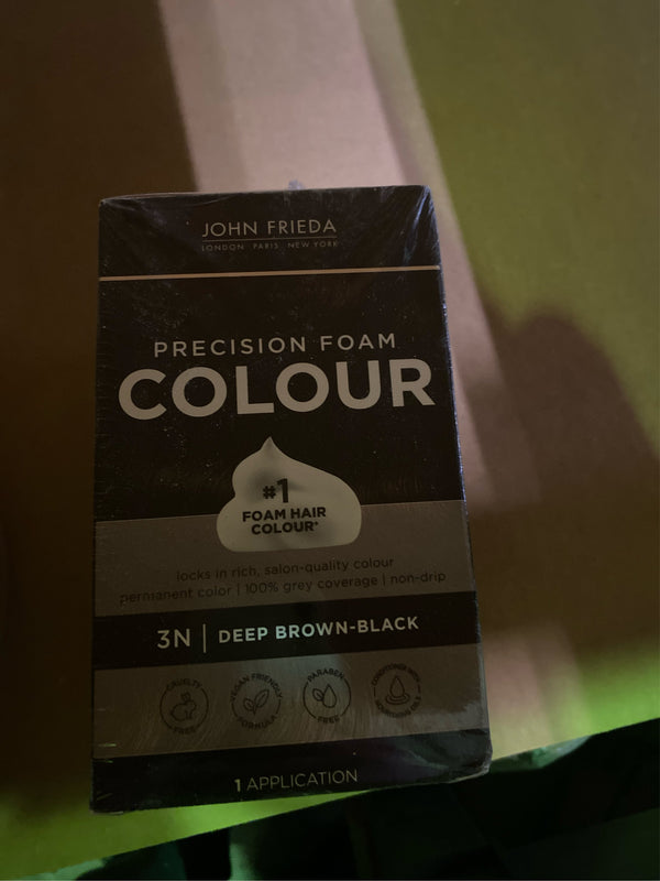 (Lot of 2) John Frieda Precision Foam Colour, Deep Brown Black 3N, Full-coverage Hair Color Kit, Anti-Fade Gray Coverage, Deep Color Saturation Hair Dye, 1 Application - L10 - 171