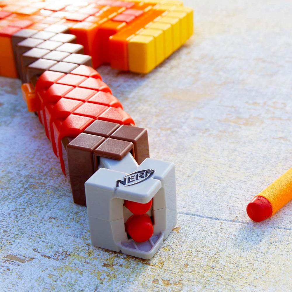 Nerf Minecraft Firebrand, Dart Blasting Axe, 6 Elite Foam Darts, Design Inspired by Minecraft Axe in The Game, Pull Down Priming, Minecraft Toys 1385