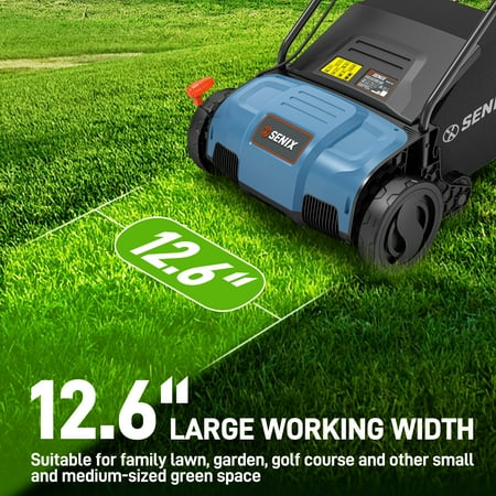 SENIX Corded Dethatcher/Scarifier 2 in 1, 12.6" 12Amp, 4-Position Adjustment with Collection Bag, SCE12-L1 1590