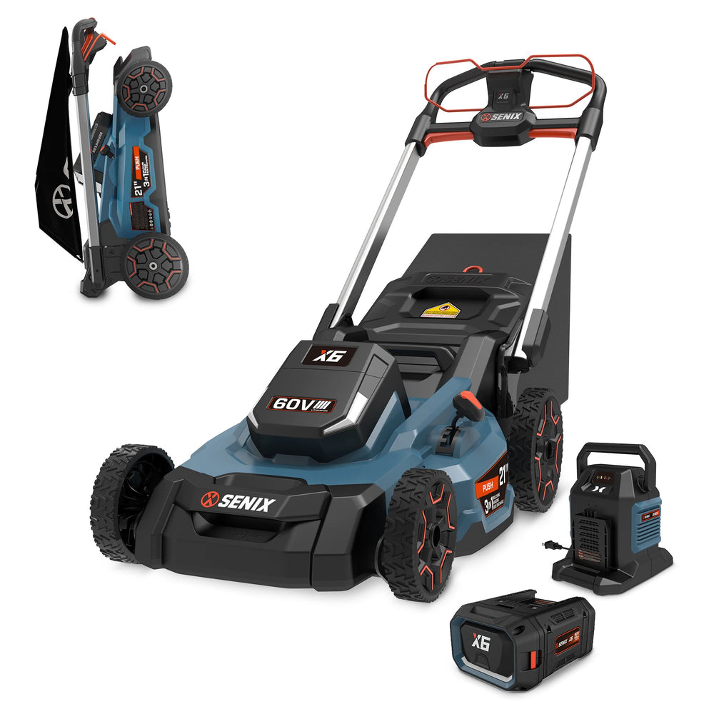 SENIX 60 Volt 60-volt 21-in Cordless Push Lawn Mower 6 Ah (1-Battery and Charger Included) 1521