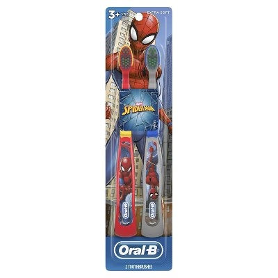 (Pack of 3) Oral-B Kid's Manual Toothbrush featuring Marvel's Spider-Man Soft Bristles for Children and Toddlers - 2ct (Graphics may vary) - C5 - 354 -C6-1138