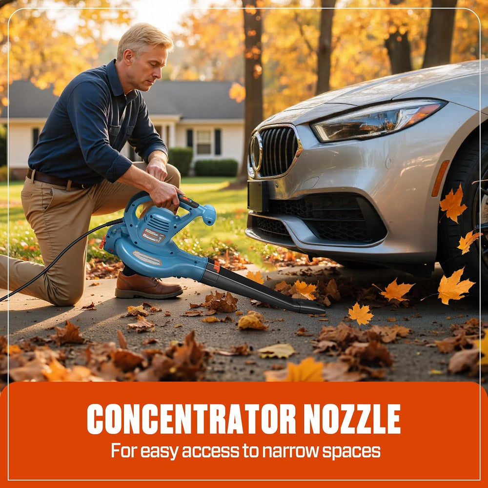 SENIX 12 AMP Leaf Blower, 3-in-1 Handheld Electric Leaf Blower, Vacuum, and Mulcher, 420 CFM, 179 MPH Airflow,Corded Blowers with Reusable Collection Bag (BLVE12-M) 1658