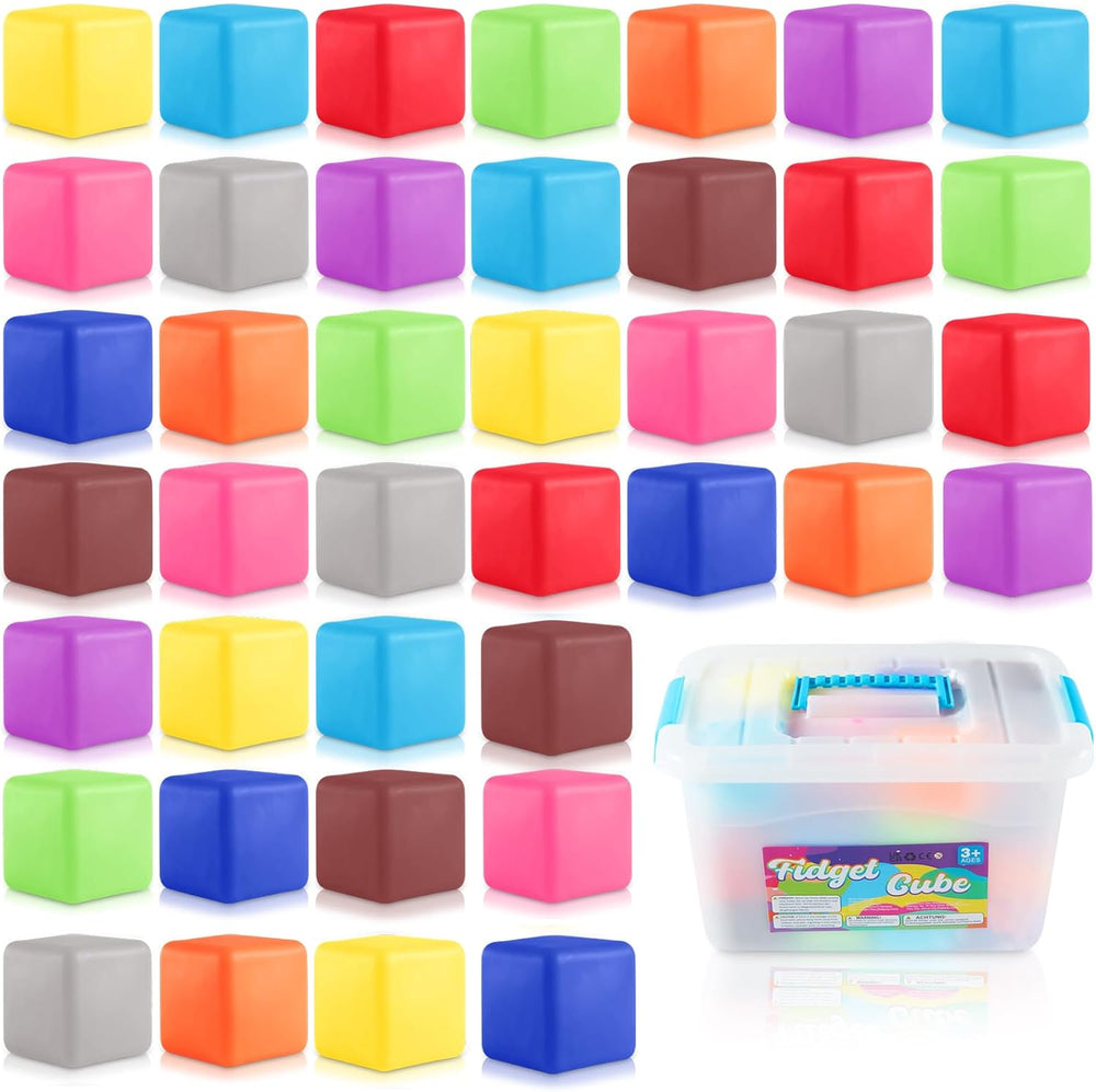 40pcs Stress Balls for Kids-Squishy Cube Stress Balls Bulk-Treasure Box-Fidgets Prizes Bulk-Sensory Fidgets Toys for Adults -Classroom Prize-Goodie Bag Stuffers, Sensory Toys for Autistic Autism 1455