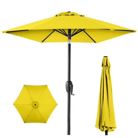 Best Choice Products 7.5ft Heavy-Duty Outdoor Market Patio Umbrella w/ Push Button Tilt, Easy Crank - Yellow -F3-1973