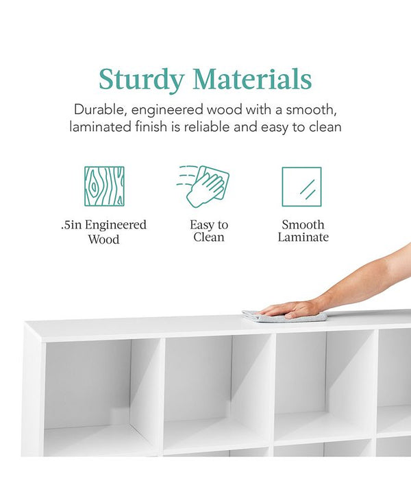 Best Choice Products 8-Cube Bookshelf, 11in Display Storage System, Organizer w/ Removable Back Panels - White B1706 -D1-0423