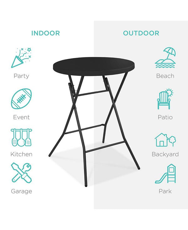 Best Choice Products 32in Bar Height Folding Table, Indoor Outdoor Accessory w/ Thick Table Top, 330lb Capacity - Black - A6 - 454