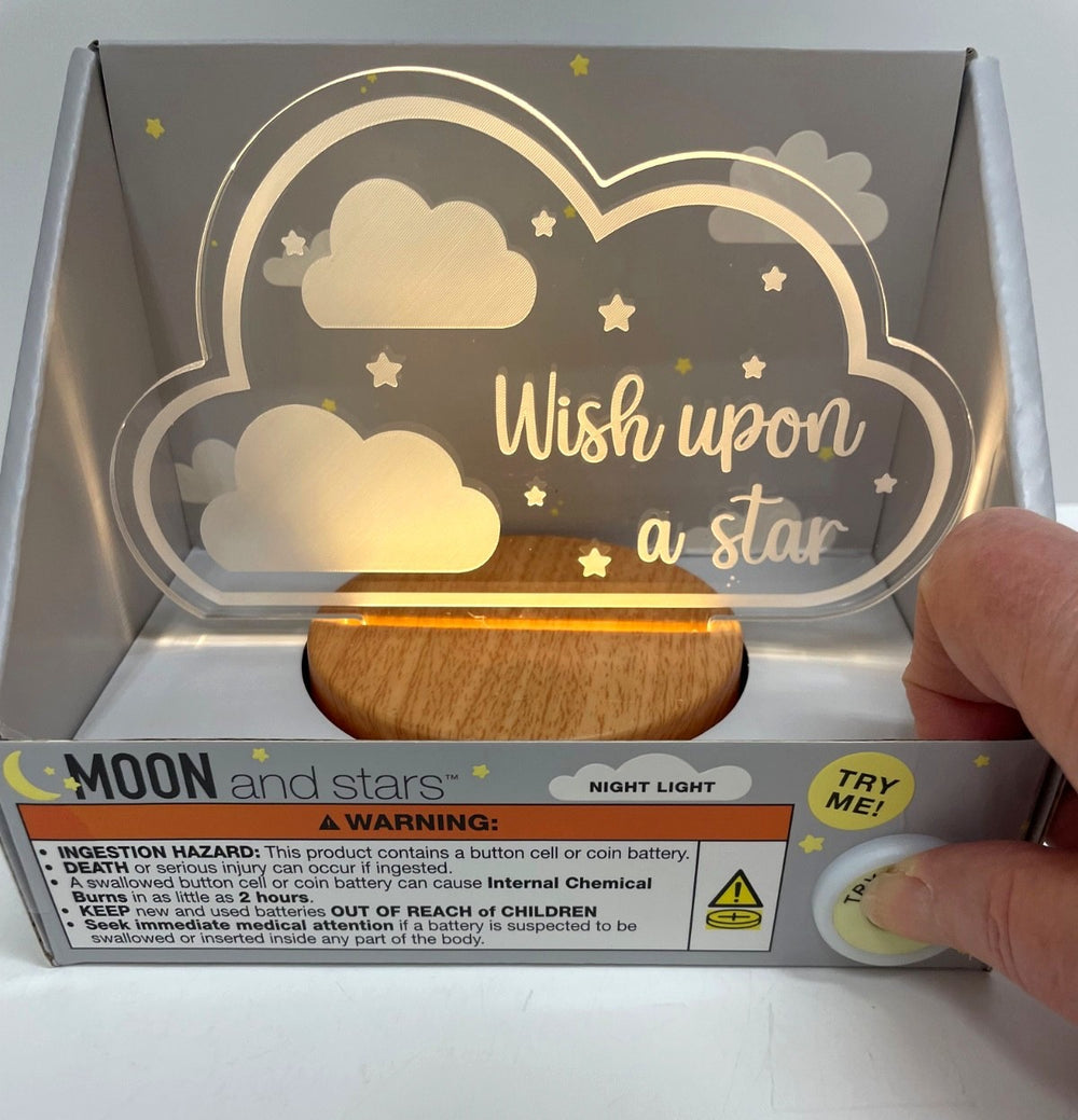 MOON & STARS Wish Upon a Star Night Light, Battery Operated, Sleep, Baby, Home - 443
