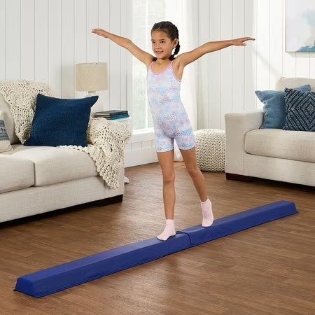 Best Choice Products 8ft Folding Floor Balance Beam 2-Panel for Gymnastics Practice, Exercise Sky Blue - F1 - 1943