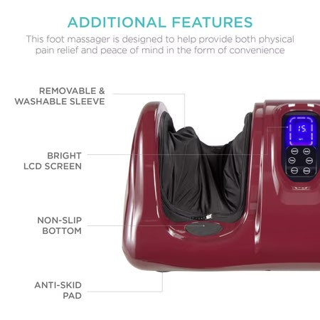 Best Choice Products Therapeutic Kneading & Rolling Shiatsu Foot Massager w/ High Intensity Rollers, Remote - Burgundy -K2-0364