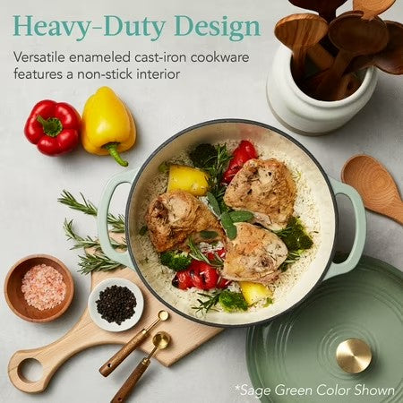 Best Choice Products 7.5 Quart Enamel Cast-Iron Dutch Oven, Heavy-Duty Cookware w/ Dual Handles, Lid - Blue - B1 - 1009