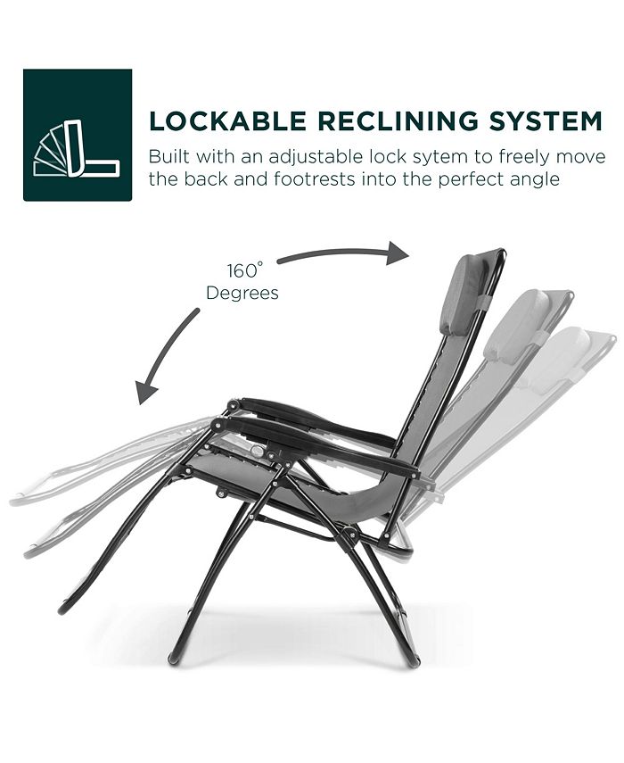 Best Choice Products Oversized Zero Gravity Chair, Folding Outdoor Patio Recliner w/ Cup Holder -M1-1368