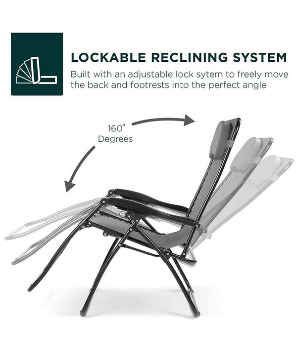Best Choice Products Oversized Zero Gravity Chair, Folding Outdoor Patio Recliner w/ Cup Holder -M1-1368