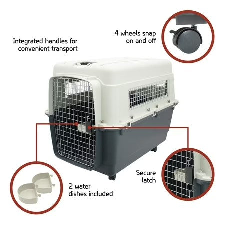 SportPet Designs Airline Approved Plastic Dog Kennel with Wheels, XX-Large - A5 - 435