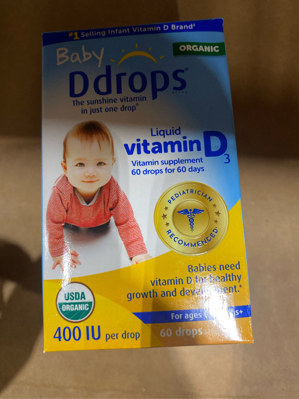 (Lot of 2) Ddrops Baby Vitamin D 400 IU Organic Liquid Drops - 0.06 fl oz - K5 - 1487