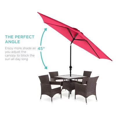 Best Choice Products 10ft Outdoor Steel Market Patio Umbrella w/ Crank, Tilt Push Button, 6 Ribs - Hot Pink - K5 - 457