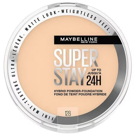 Maybelline Super Stay Matte 24HR Hybrid Pressed Powder Foundation - 128- 0.21 oz: Noncomedogenic, Buildable Coverage, Suitable for All Skin Types -B9-0551