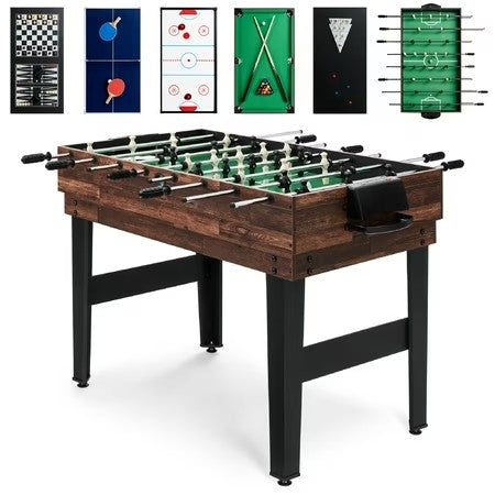 Best Choice Products 2x4ft 10-in-1 Combo Game Table Set w/ Hockey, Foosball, Pool, Shuffleboard, Ping Pong - Dark Wood -H3-1967