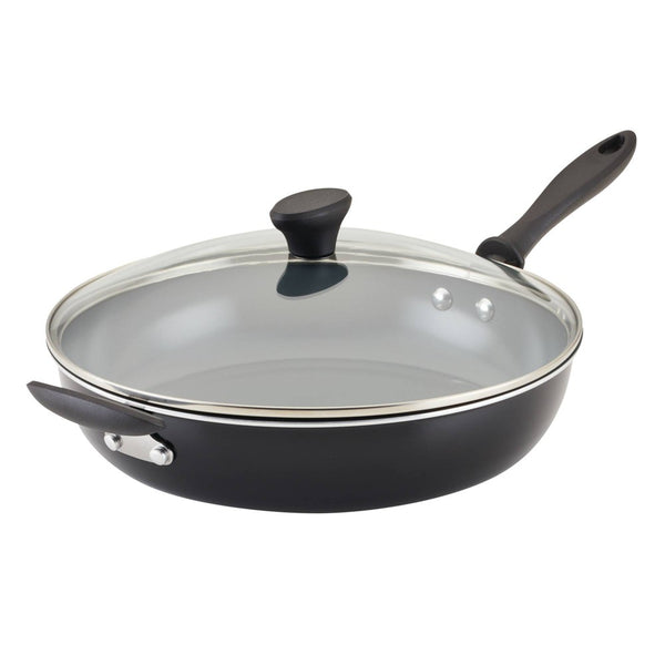 Farberware Reliance Pro 12" Nonstick Ceramic Covered Skillet with Helper Handle Black/Gray - B9 - 569