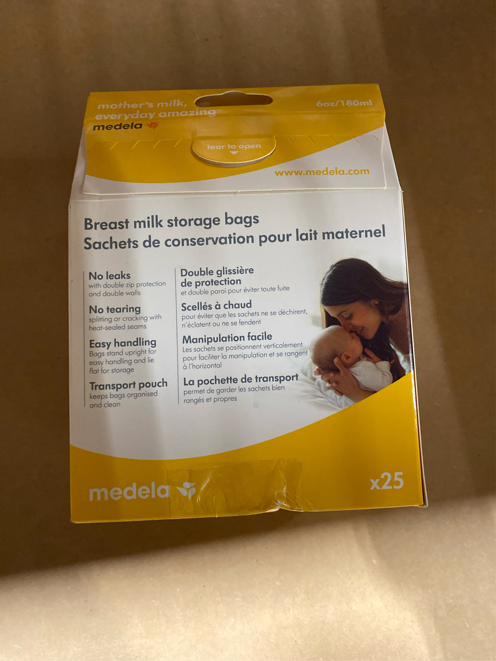 (Lot of 2) Medela Breast Milk Storage Bags, 6oz/180ml, Clear with Measurements, 68060, 25 Count - B5 - 1111