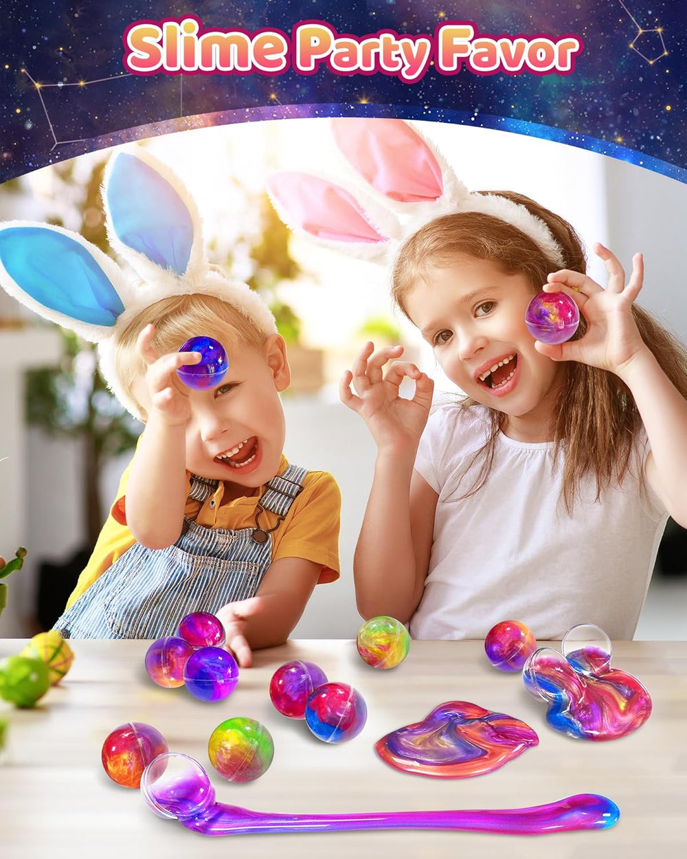 24 Pack Galaxy Slime Party Favors, Non-Sticky, Stress Relief Treasure Box Toys for Classroom Prizes, Easter Basket Stuffers Student Gifts Goodie Bags Egg Fillers for Kids Teens Boys Girls 4-8, 8-1283