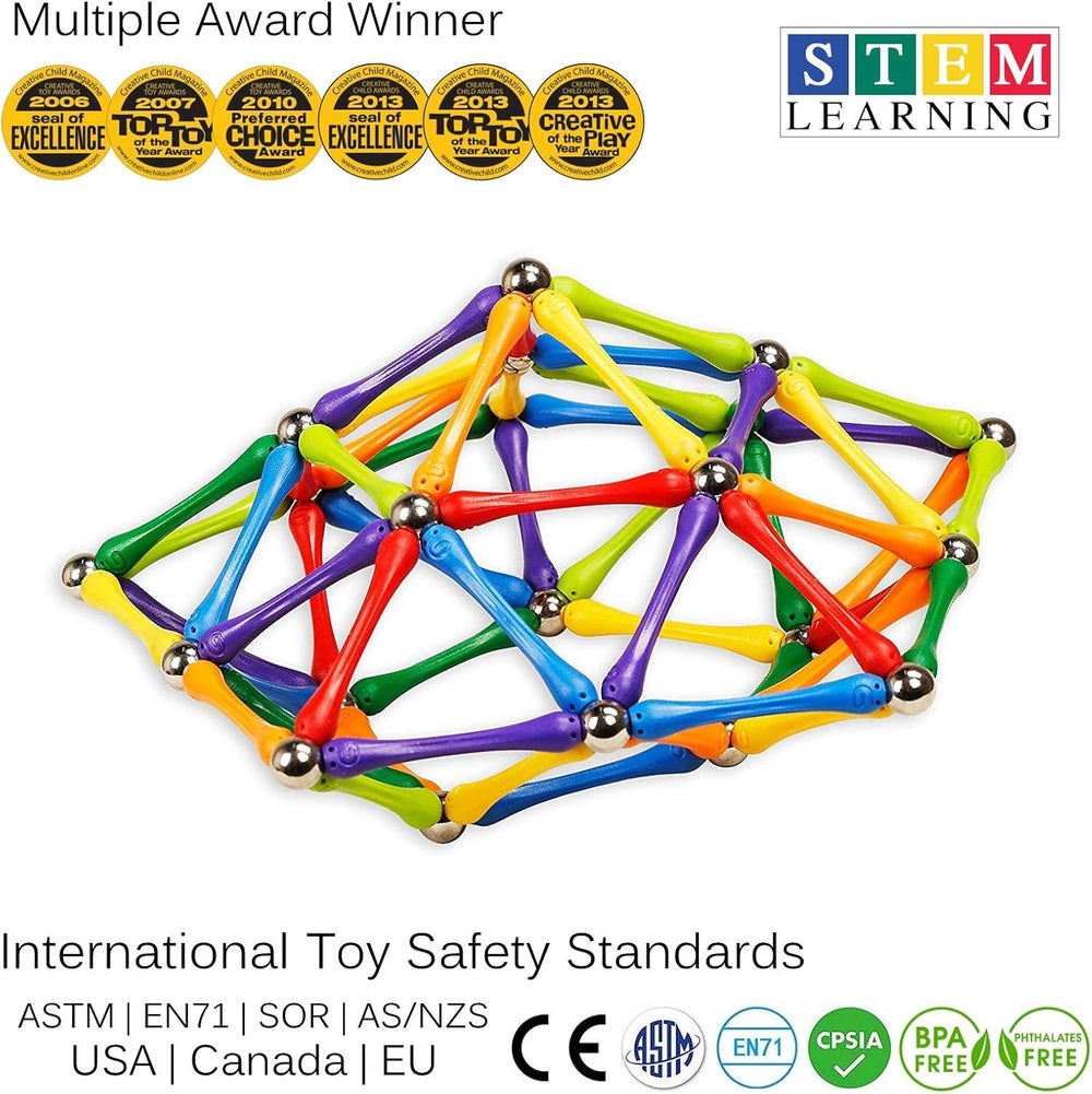 Goobi 180 Piece Magnetic Building Sticks Blocks Tiles Toy Magnet 3D Construction Set STEM Educational Toys for 3 4 5 6 7 8 Year Old Kids Boys Girls Adults with Storage Box and Instruction Guide 1280