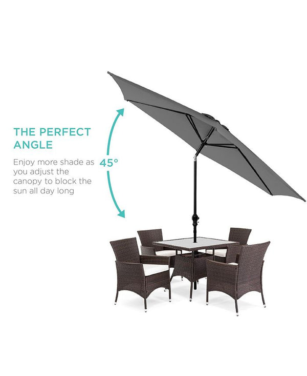 Best Choice Products 10ft Outdoor Steel Market Patio Umbrella w/ Crank, Tilt Push Button, 6 Ribs - Gray - No Size - F2 - 104