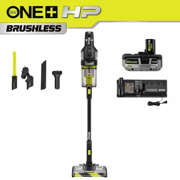 RYOBI ONE+ HP 18V Cordless Advanced WHISPER Series Stick Vacuum Kit with 4.0 Ah Battery and Charger 1063b