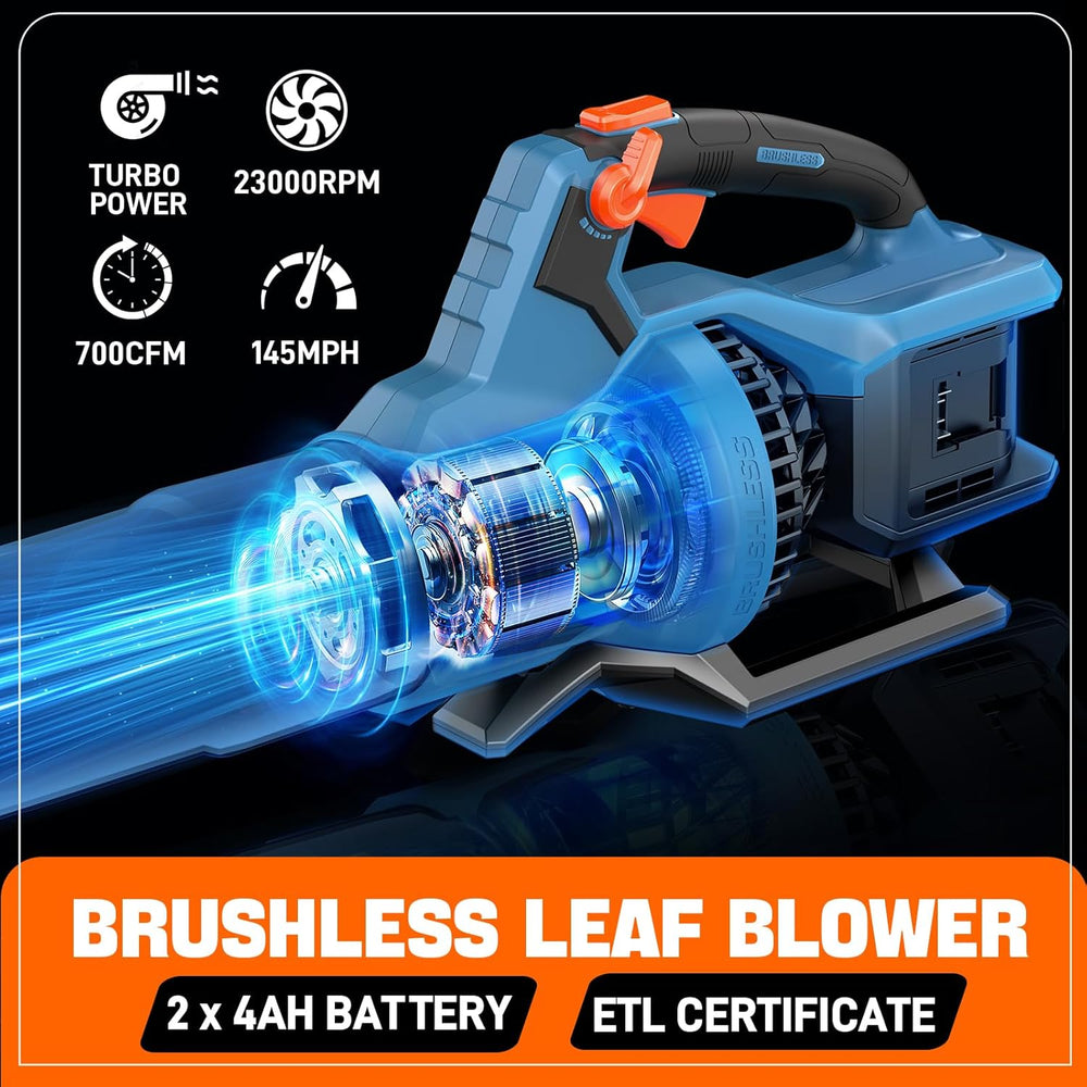 SENIX Leaf Blower Cordless, 40V Max Electric Leaf Blowers, Brushless, Handheld, Up to 700 CFM and 145 MPH, 2 Speed Mode, Cruise Control, Includes 2 x 4.0Ah Battery and Charger (BLAX2-M2) 1540