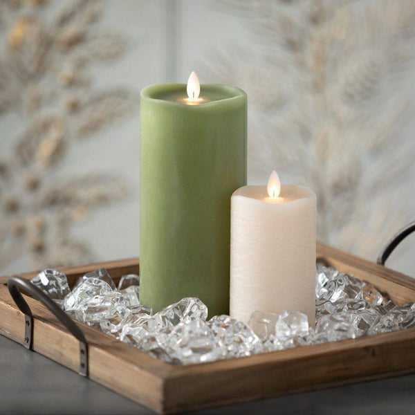 8 in. Green Wave Top Smooth LED Pillar Candle -K9-0110 -K9-0111